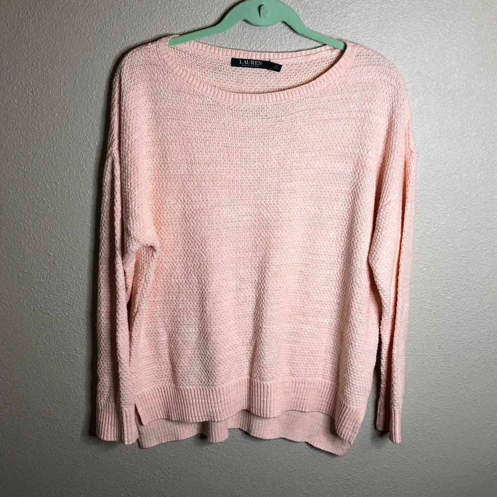 Lauren Ralph Lauren Pink Hi-Low Pullover Sweater - Large